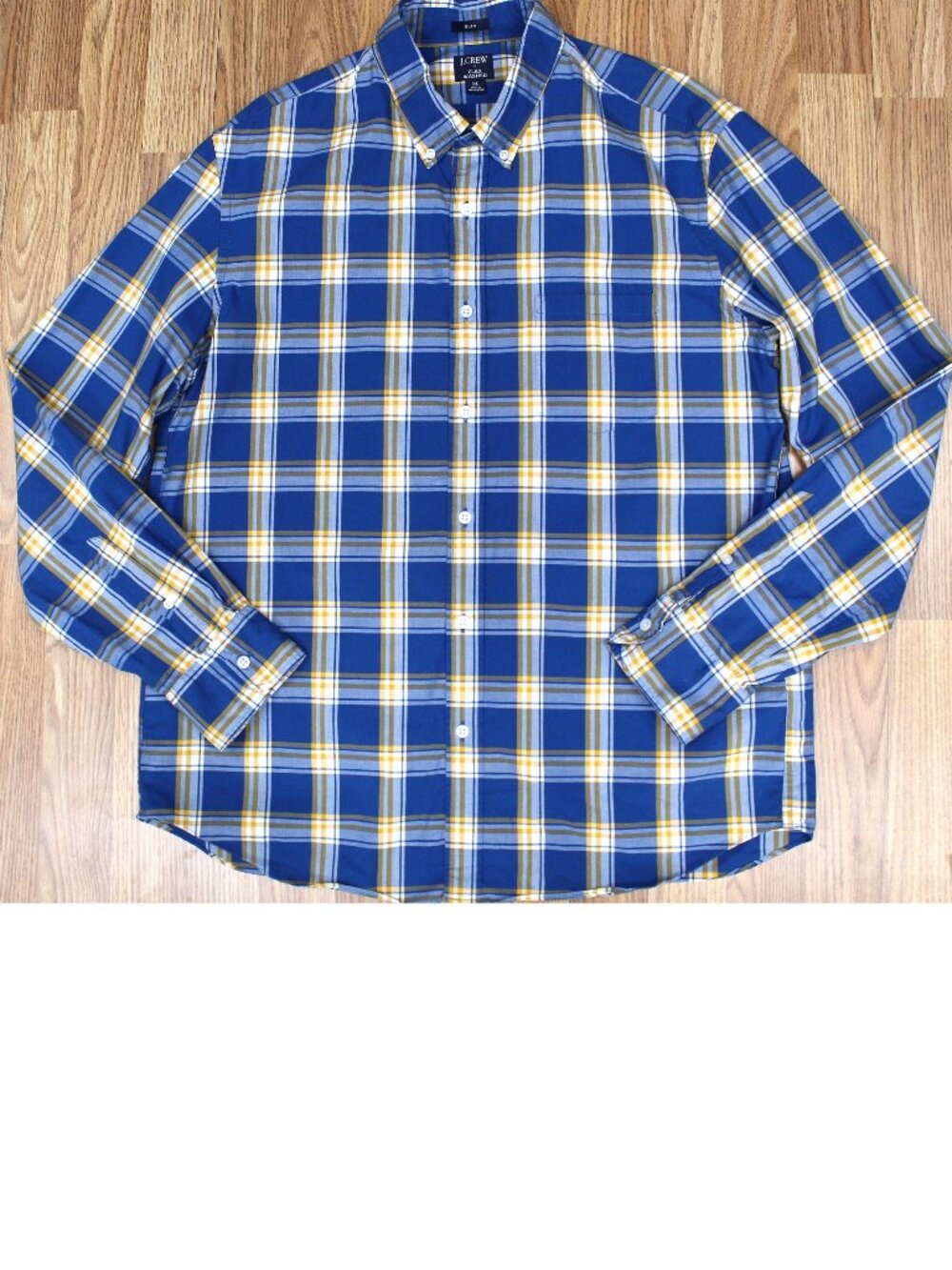 J.CREW SLIM FIT SHIRT 100% COTTON BLUE, YELLOW & WHITE Sz X-LARGE, XL